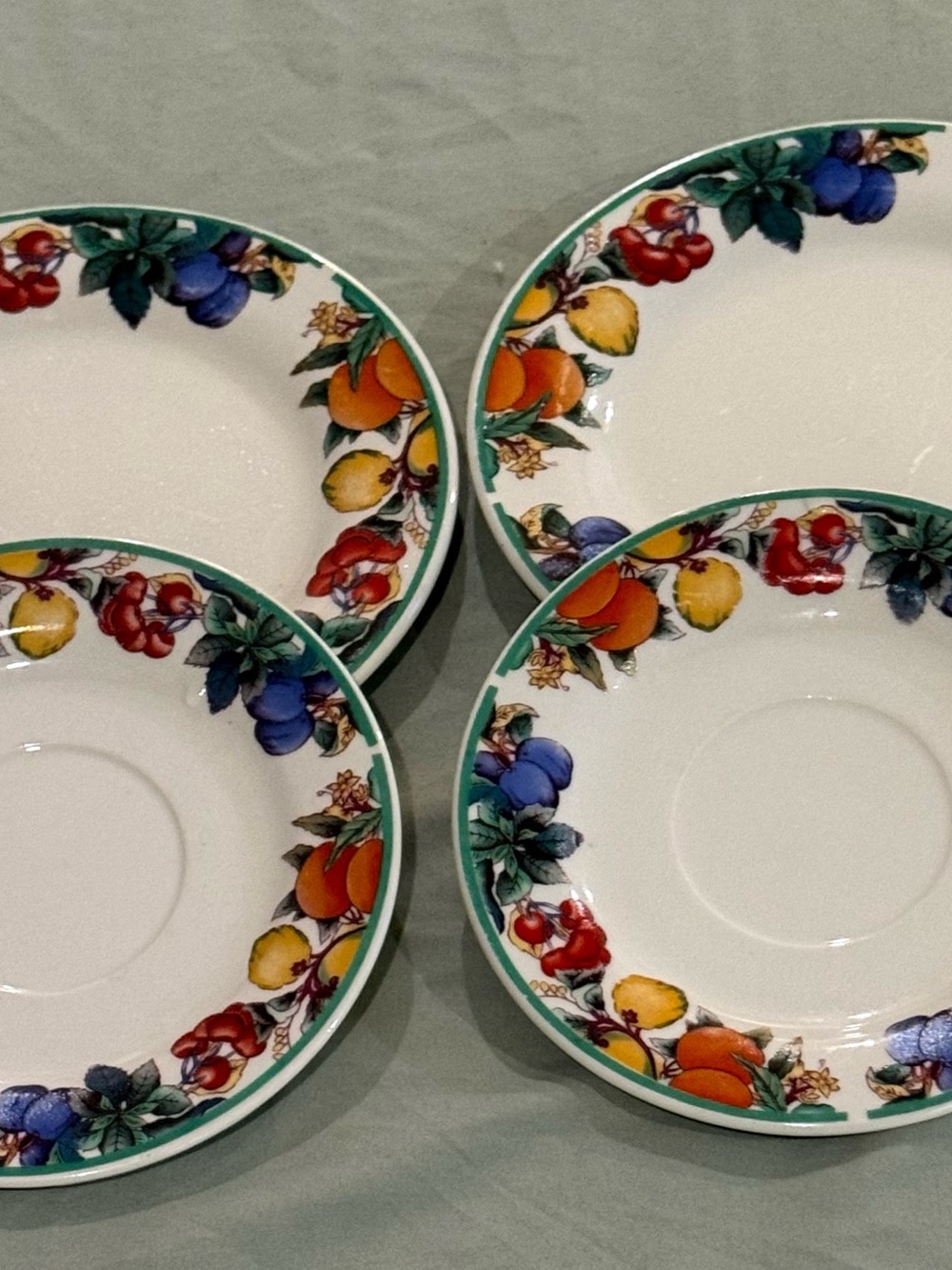 Maplehill Harvest Fruit Stonewear Set Ceramic Saucer & Salad Plate GUC - Picture 1 of 7